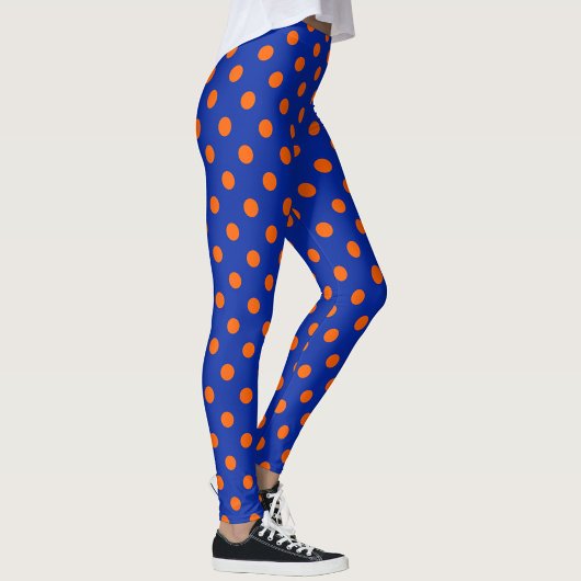 Orange On Blue Polka Dots Pattern Design  レギンス