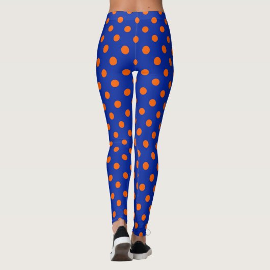 Orange On Blue Polka Dots Pattern Design  レギンス (裏面)
