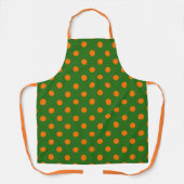 Orange On Green Polka Dots Pattern Design エプロン (正面)