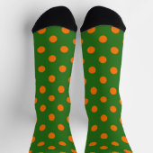 Orange On Green Polka Dots Pattern Design  ソックス (上部)