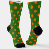 Orange On Green Polka Dots Pattern Design  ソックス