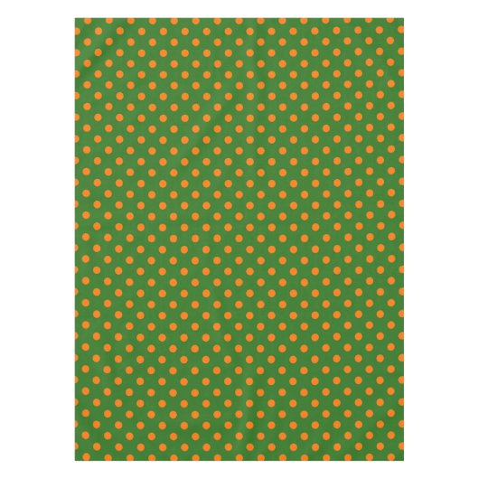 Orange On Green Polka Dots Pattern Design テーブルクロス (正面)