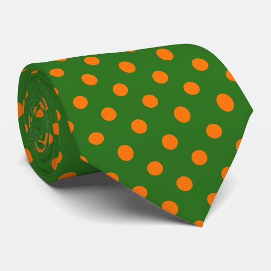 Orange On Green Polka Dots Pattern Design  ネクタイ (ロール)