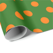 Orange On Green Polka Dots Pattern Design  ラッピングペーパー (ロールコーナー)