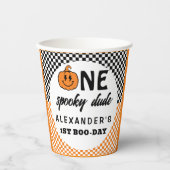 Orange One Spooky Dude Halloween 1st Birthday 紙コップ (正面)