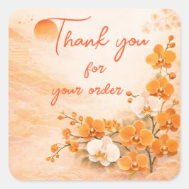 Orange orchid Thank You For your order スクエアシール