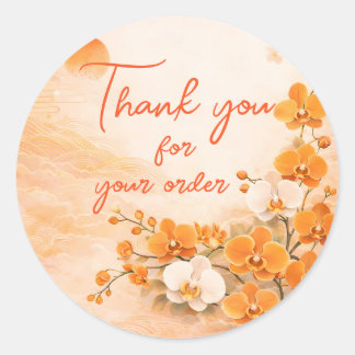 Orange orchid Thank You For your order ラウンドシール