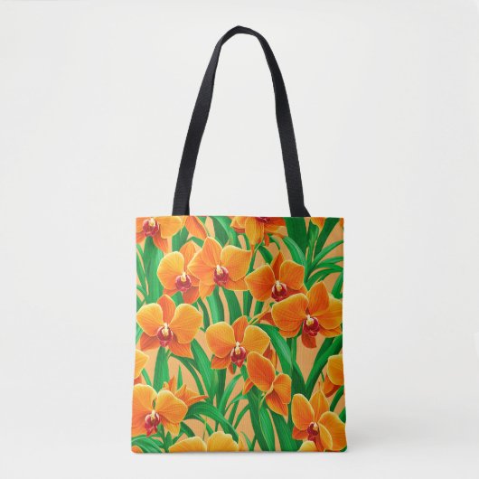 Orange Orchids Tote Bag トートバッグ (正面)