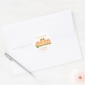 Orange Owls Design Bookplate ラウンドシール (封筒)