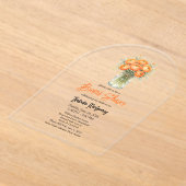 Orange Palette Ranunculus Mason Jar Bridal Shower アクリル招待状 (レイダウン)