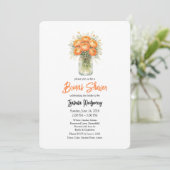 Orange Palette Ranunculus Mason Jar Bridal Shower 招待状 (スタンド正面)