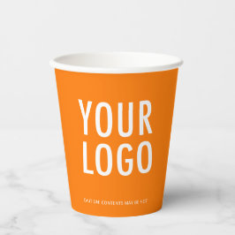 Orange Paper Cups Custom Business Logo 8 oz 紙コップ
