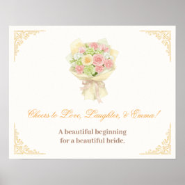 orange pastel bouquet Elegant wedding ポスター