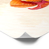 Orange Phalaenopsis Orchid Botanical Watercolor ポスター (角)