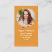 Orange Photo QR Code Connect with Me Business 名刺 (正面)