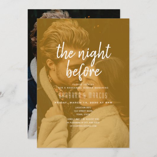 Orange Photo Rehearsal Dinner 招待状 (正面/裏面)