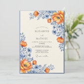 Orange Picturesque Wildflower Wedding 招待状 (スタンド正面)
