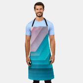 Orange, pink, and teal illustration エプロン (着用した状態)