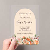 Orange pink floral arch wedding Save the Date Card アクリル招待状 (インサイチュ (ポータブル))