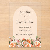 Orange pink floral arch wedding Save the Date Card アクリル招待状 (正面)