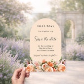 Orange pink floral arch wedding Save the Date Card アクリル招待状