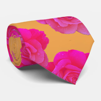 Orange Pink Floral Rose Stylish Gift Party Favor ネクタイ