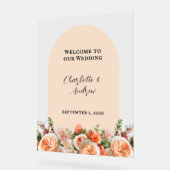 Orange pink florals arch clear wedding welcome アクリルサイン (傾斜)