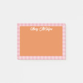 Orange Pink Gingham Border Name In Cool Script ポストイット (正面)
