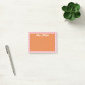 Orange Pink Gingham Border Name In Cool Script ポストイット (オフィス)