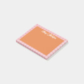 Orange Pink Gingham Border Name In Cool Script ポストイット (アングル)