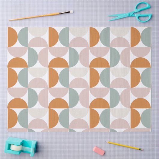 Orange Pink Green Modern Geometric Decoupage 薄葉紙 (クラフト)