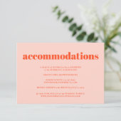 Orange Pink Minimalist Wedding Accommodations エンクロージャーカード (スタンド正面)