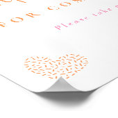 Orange Pink Sprinkle Hearts Sign ポスター (角)