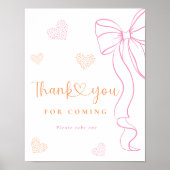 Orange Pink Sprinkle Hearts Sign ポスター (正面)