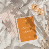 Orange Pink Stripe Wedding Save the Date 招待状