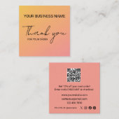 Orange Pink Thank You  スクエア名刺 (正面/裏面)