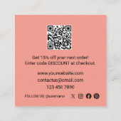 Orange Pink Thank You  スクエア名刺 (裏面)