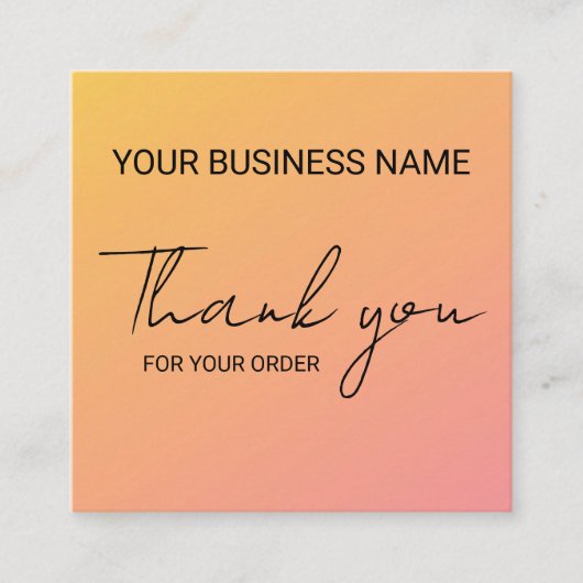 Orange Pink Thank You  スクエア名刺 (正面)