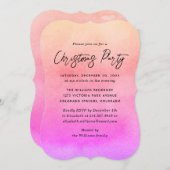 Orange Pink Watercolor Christmas Party 招待状 (正面/裏面)