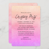 Orange Pink Watercolor Christmas Party 招待状 (正面/裏面)