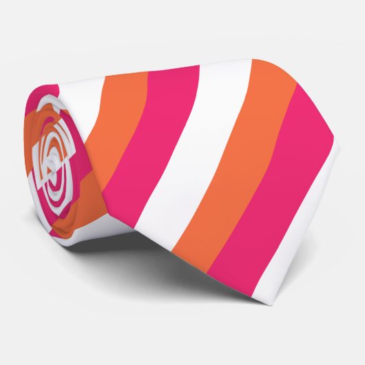Orange Pink White Striped ネクタイ (ロール)