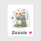 orange, pink, yellow, and blue flowers シール (シート)