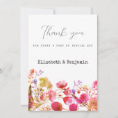 Orange pink  yellow wildflower summer Thank You  招待状 (正面)