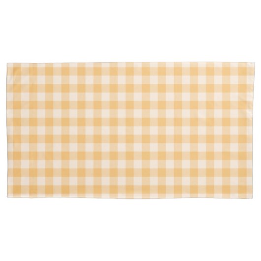 Orange Plaid Pattern Pair Of Pillowcases 枕カバー (正面左)