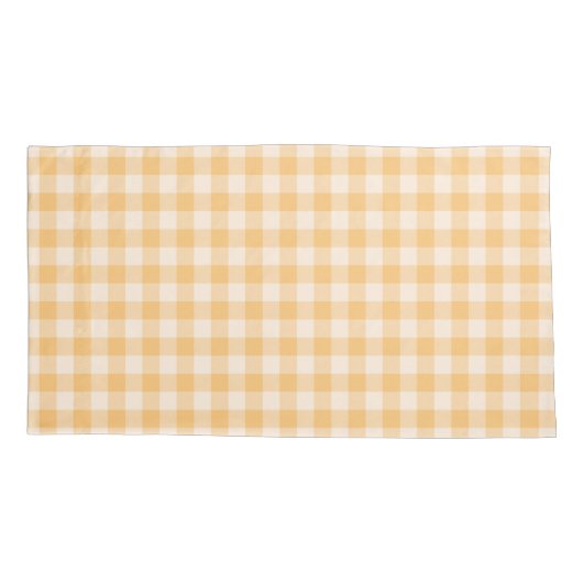Orange Plaid Pattern Pair Of Pillowcases 枕カバー (裏面-左)