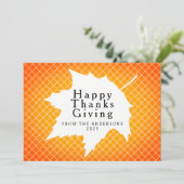 Orange Plaid Simple Happy Thanksgiving Autumn Hol シーズンカード (スタンド正面)