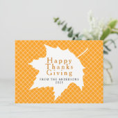 Orange Plaid Simple Happy Thanksgiving Autumn Hol シーズンカード (スタンド正面)