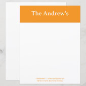 Orange Plain Simple Stationary Paper (正面/裏面)