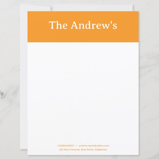 Orange Plain Simple Stationary Paper (正面)