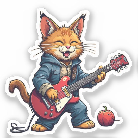 Orange Playing Guitar シール (正面)